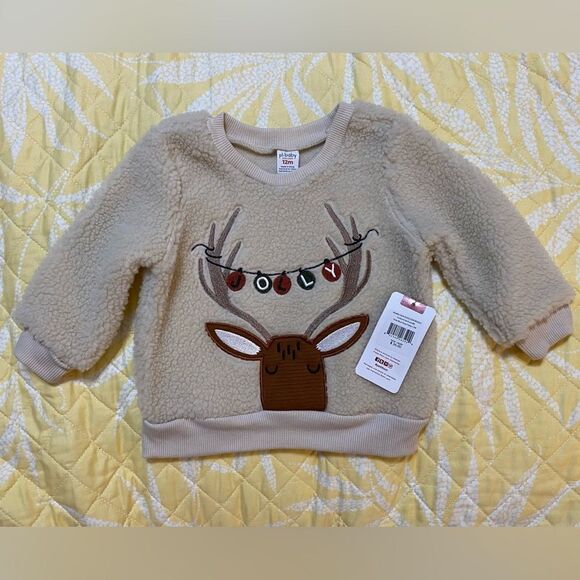 Petit Lem Infant Faux-Shearling Christmas Sweatshirt Size 12 Months NWT - Picture 1 of 9